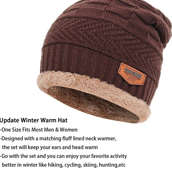 2-PIECES WINTER BEANIE HAT SCARF SET WARM KNIT HAT - Picture 12 of 12